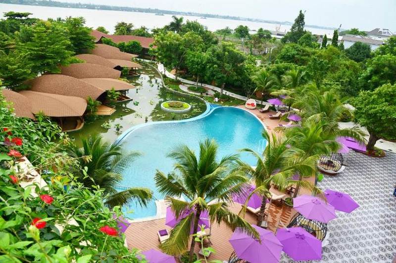 Cồn Khương Resort từ trên cao nhìn xuống